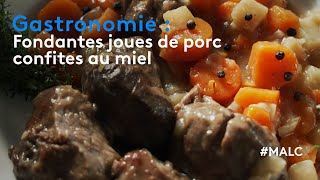 Gastronomie  Fondantes joues de porc confites au miel [upl. by Namyac]