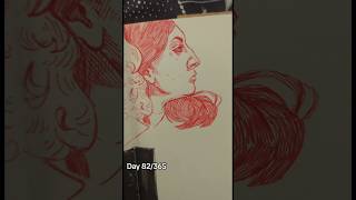 Day 82365 of dailyart  art drawing 365daysofart sketch redink ink doodle sideprofile red [upl. by Peacock]