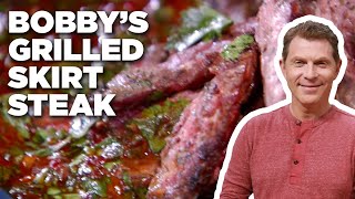 Bobbys Skirt Steak with Green amp Red Chimichurri  Bobby Flays Barbecue Addiction  Food Network [upl. by De Witt]