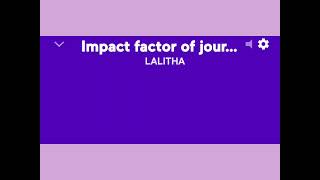 Impact factor of journals [upl. by Winikka]