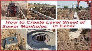 How to Create Level Sheet of Sewer Manholes in Excel  Invert Levels Sewer Invert Level [upl. by Halle244]