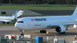 MYFREIGHTER BOEING 767300 BCF UK67010 ARRIVING AT BIRMINGHAM AIRPORT 121024 [upl. by Eenrahc]