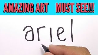 SUPER EASY  how to turn words ARIEL into Cartoon MERMAID for Kids [upl. by Aissilem]