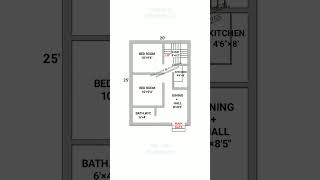 20×25 house plan  20×25 village plan  20×25 2bhk plan shortvideo houseplan smallhouse ytshorts [upl. by Gnemgnok]