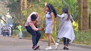 Slapping on Girls Back 😳 Prank on Cute Girls by PrankBuzz [upl. by Dovev]