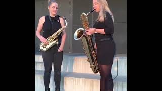 female saxophonists on alto and Baritone epic performance [upl. by Innoj15]