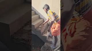 Plastering Stairs With Cement shorts stairs [upl. by Nimzzaj]