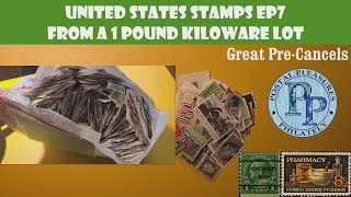 US Stamps Ep7  1 Pound Kiloware Lot Of Collectable United States Stamps  Interesting PreCancels [upl. by Alleon]