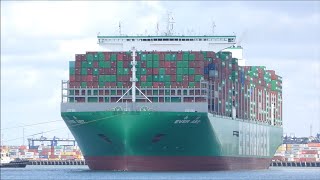 Ever Art breaks away from Felixstowe Berth 8 with assistance of 4 Svitzer tugs 26th July 2024 [upl. by Irallih]