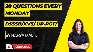 20 QUESTIONS EVERY MONDAY  DSSSB EVGCPGTCOUNSELLORUPPGTKVS  HAFSA MALIK  PSYCHOLOGY [upl. by Nylirad]