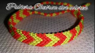 Como Hacer un Brazalete Pulsera Chevron en Macramé con hilo fácil dos colores paso a paso [upl. by Douglas942]