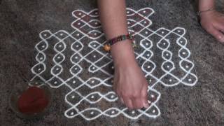 Daily rangoli9 to 5 straight dots rangoliSimple Easy Rangoli design sikkuballi rangoli [upl. by Llahsram672]