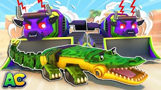 Bulldozer Bull evil CLONES destroy the city Help CROCODILE CAR  Cars amp Trucks Rescue Squad [upl. by Nnawaj]