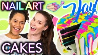 HELP Nail Artist In the Kitchen  Nail Art Designs on Cakes ft How To Cake It [upl. by Salhcin842]