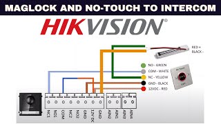 How to connect a maglock and notouch exit button on a Hikvision intercom system DSKD8003 IME1 [upl. by Adela585]