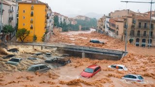 Malaga massive flooding Spain on high alert Storm DANA triggers tornado street submerged [upl. by Aretahs]