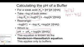 pH of a Buffer Lecture  Henderson Hasselbalch Equation [upl. by Carlin]