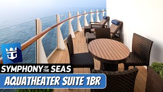 Symphony of the Seas  Spacious AquaTheater Suite  1 Bedroom Tour amp Review 4K  Royal Caribbean [upl. by Eittik564]