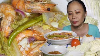 Sinigang na Hipon na may Pechay Vegetables Gulay Mukbang  Filipino Food Mukbang Philippines [upl. by Llerrac42]