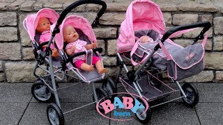 Baby Born Twin Jogger amp Duplex Pram Dolls Pram Stroller Baby Annabell Baby Dolls [upl. by Nike375]