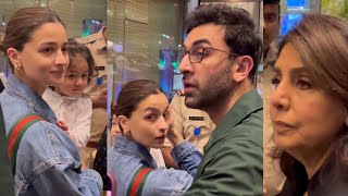 Alia Bhatt Raha Kapoor Neetu Kapoor With Ranbir Kapoor Arrives At Airport [upl. by Llereg]