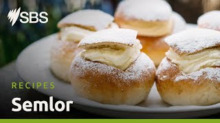 Swedish creamfilled cardamom buns semlor  SBS Food [upl. by Constantine]