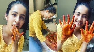 Niharika Konidela Preparing AVAKAI PACCHADI Mango at Her Home  Niharika Konidela Cooking  FL [upl. by Micaela]