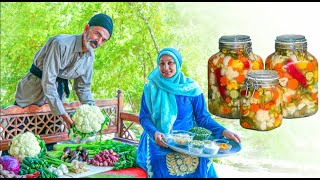 Making a TON of Persian Mixed Vegetable Pickle for the Winter from Our Garden  Torshi Makhloot [upl. by Eileen]