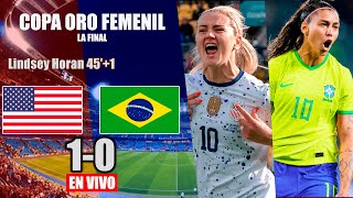 🚨CAMPEÓN USA GANA 10 A BRASIL CON GOL DE LINDSEY HORAN  AUDIO LAZ SPORTS NELSON [upl. by Grannias]