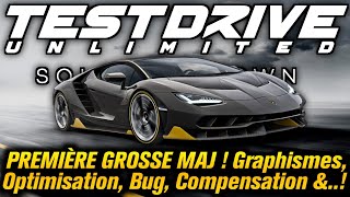 TEST DRIVE UNLIMITED SOLAR CROWN  PREMIÈRE MAJ  Graphismes Optimisation Bug Compensation amp [upl. by Marian146]