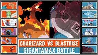 GMAX BLASTOISE vs GMAX CHARIZARD  Gigantamax Starter Pokémon Battle [upl. by Oinigih]