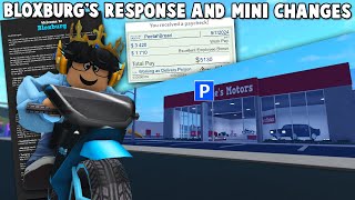 BLOXBURGS RESPONSE TO THE NEW UPDATE AND MINI UPDATE CHANGES [upl. by Consuelo]