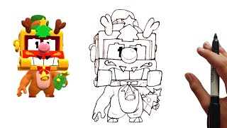 How To Draw New Brawler Skin Sleigher Griff  Brawl Stars Step by Step [upl. by Lyckman]