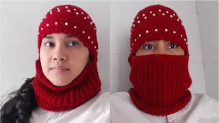 Como tejer Gorro con cuello a crochet y cubreboca paso a paso [upl. by Ellasal]