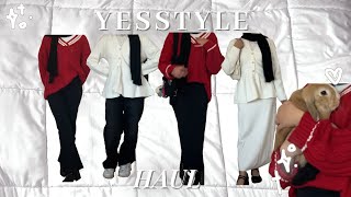 End of the Year Yesstyle Haul  oversized sweater jeans amp winter set [upl. by Grae334]