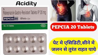 PEPCIA 20 tabletPEPCIA 20 Tablet hindiपेट मे एसिडिटीसीने मे जलन की दवाRabeprazole 20 Tablets [upl. by Karl]