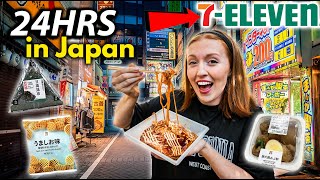 Only Eating Japanese 7Eleven Food for 24 HOURS Tokyo Convenience Store Challenge [upl. by Ailedroc]