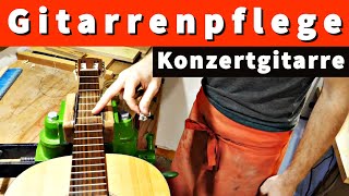 Gitarrenpflege beim Saitenwechsel der Konzertgitarre  Tipps und Tricks vom Gitarrenbauer [upl. by Inotna]