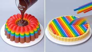 Fancy Rainbow Cake Hacks That Will Blow Your Mind  Oddly Satisfying Rainbow Cake Decorating [upl. by Sirois699]