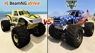 BEAMNGDRIVE MONSTER TRUCK VS GTA 5 MONSTER TRUCK  WHICH IS BEST [upl. by Atilef713]