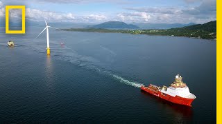 Watch the Worlds First Floating Wind Farm Ride the Waves  National Geographic [upl. by Floro]