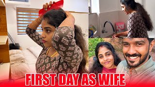 FIRST DAY AS A WIFE 😍  ഭർത്താവിന്റെ വീട്ടിൽ ആദ്യ ദിവസം 🥹  HOME TOUR  PULLOTHI [upl. by Bender]