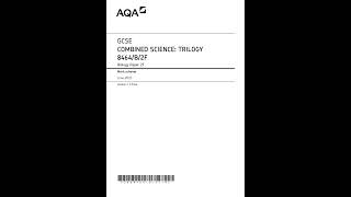 AQA GCSE COMBINED SCIENCE TRILOGY BIOLOGY PAPER 2 2023 MARK SCHEME 8464B2F [upl. by Jahdai870]