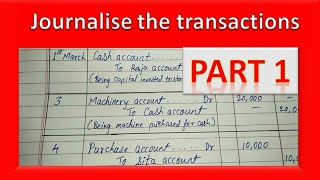 3 Part  1 Journalise the following transactions Class 11 [upl. by Jeffy]