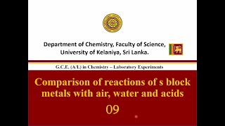 Comparison of the reactions of s block metals with air water and acids  No9 [upl. by Melodie965]