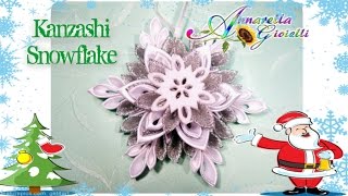 Tutorial Kanzashi Snowflake  Fiocco di neve [upl. by Annaeerb]