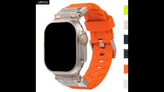 URVOI Strap for Apple Watch Ultra Tough design Strap for iWatch TPU Outdoor wristband titanium color [upl. by Suoiradal]