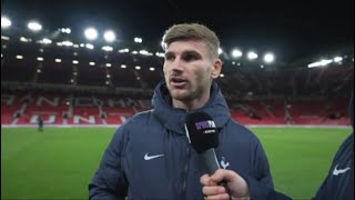 Timo Werner’s postmatch interview after Tottenham debut against Man Utd [upl. by Boice862]