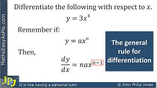 Differentiate y equals three x to the power 4 [upl. by Ahseital]