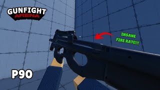 Trying Insane Gun quotP90quot In Gunfight Arena  Gunfight Arena Roblox [upl. by Eerbua974]